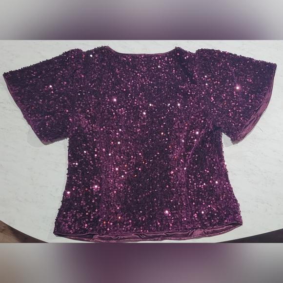 Nanette Nanette Lepore Deep Purple Sequin Blouse - Picture 5 of 8